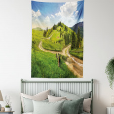 Hillside Meadow Trees Tapestry