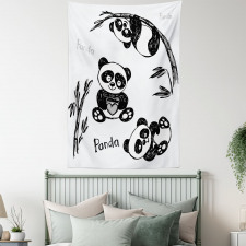 Hand Drawn Panda Poses Tapestry