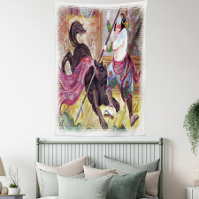 Brave Samurai and Wolf Tapestry