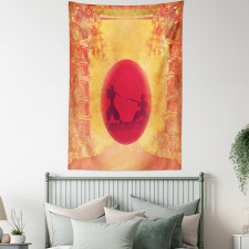 Ninjas Vintage Sunset Tapestry