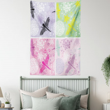 Dragonflies Dandelion Tapestry