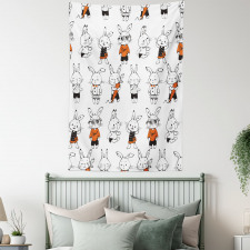 Retro Bunny Rabbits Tapestry