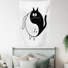 Ying Yang Black White Art Tapestry