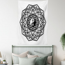 Ying Yang Black White Tapestry