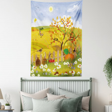 Autumn Garden Daisies Tapestry