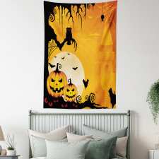 Spooky Pumkins Owl Art Tapestry