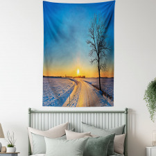 Winter Sunset Scene Tree Tapestry