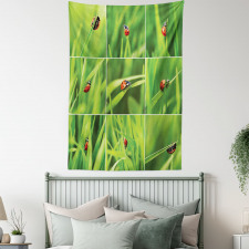 Ladybug over Fresh Grass Tapestry