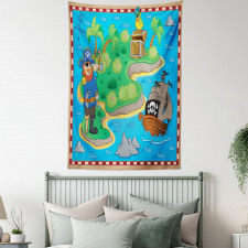 Funny Pirate Ship Island Tapestry