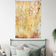 Antique Grunge Rusty Map Tapestry