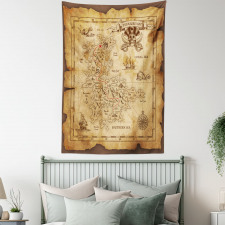 Old Paper Treasure Map Tapestry