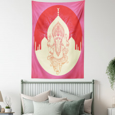 Elephant and Building Yoga Tapestry