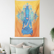 Asian Meditation Ancient Motif Tapestry