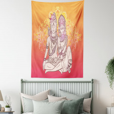 Asian Oriental Artful Motif Tapestry