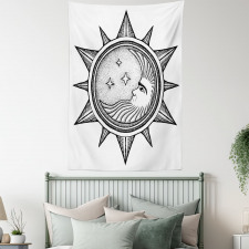 Moon with Stars in Sun Tapestry