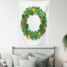 Evergreen Wreath Art Tapestry