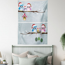 Owls with Santa Hats Tapestry