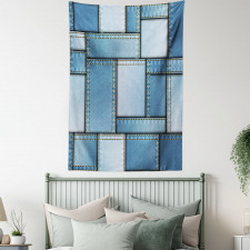 Denim Patchwork Pattern Tapestry