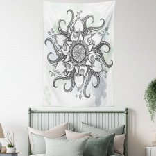Drawn Mandala Flower Tapestry