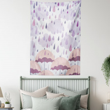 Pink Umbrellas Rain Tapestry