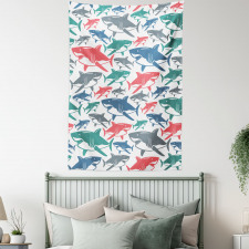 Colorful Shark Patterns Tapestry