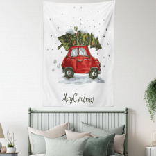 Retro Car with Tree Tapestry