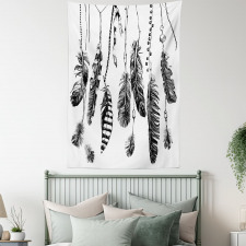 Hand Drawn Feather Tapestry