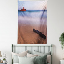 Shipwreck on Sea Dusk Tapestry