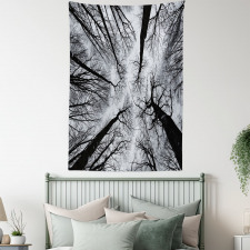 Dark Winter Forest Tree Tapestry
