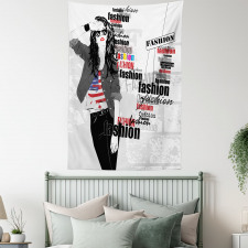 Modern Teen Girl USFlag Tapestry