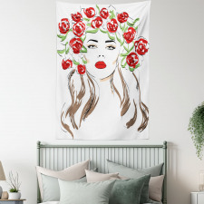 Lady with Floral Ornament Tapestry