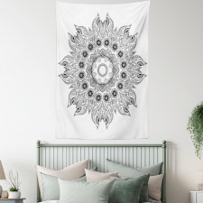 Mandala Black White Tapestry