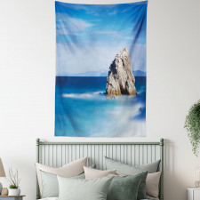 Rock in Ocean Serenity Tapestry