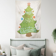 Merry Wish on Pine Tree Tapestry