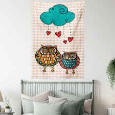 Bird Couple in Love Rain Cloud Tapestry