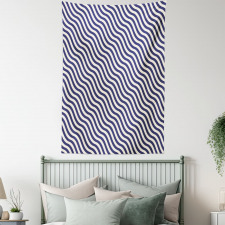 Wavy Stripes Dark Blue Tapestry