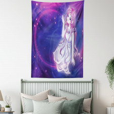 Purple Anime Fairy Sitting Tapestry