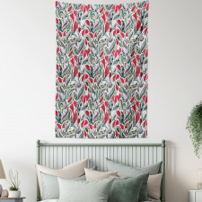 Colored Boho Flowers Leaf Tapestry