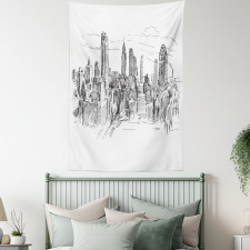 Sketchy NYC Cityscape Tapestry
