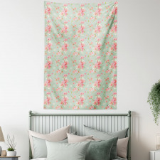 Retro Spring Blossoms Tapestry