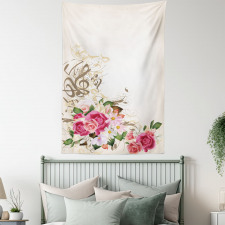 Flowers and Music Notes Tapestry