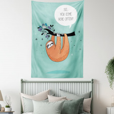 Flirty Sloth Cartoon Tapestry