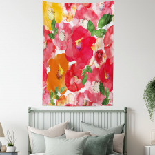 Watercolor Style Floral Tapestry