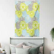 Pastel Folk Style Flower Tapestry