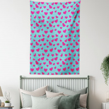 Pink Heart on Polka Dots Tapestry