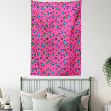 Hot Pink Retro Stars Tapestry