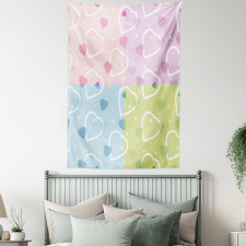 Hearts Dots Colorful Tapestry