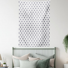 Grey Squares Flowers Tapestry