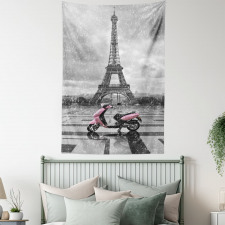 Paris Scene Moped Tapestry