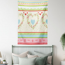 Country Rose Hearts Tapestry